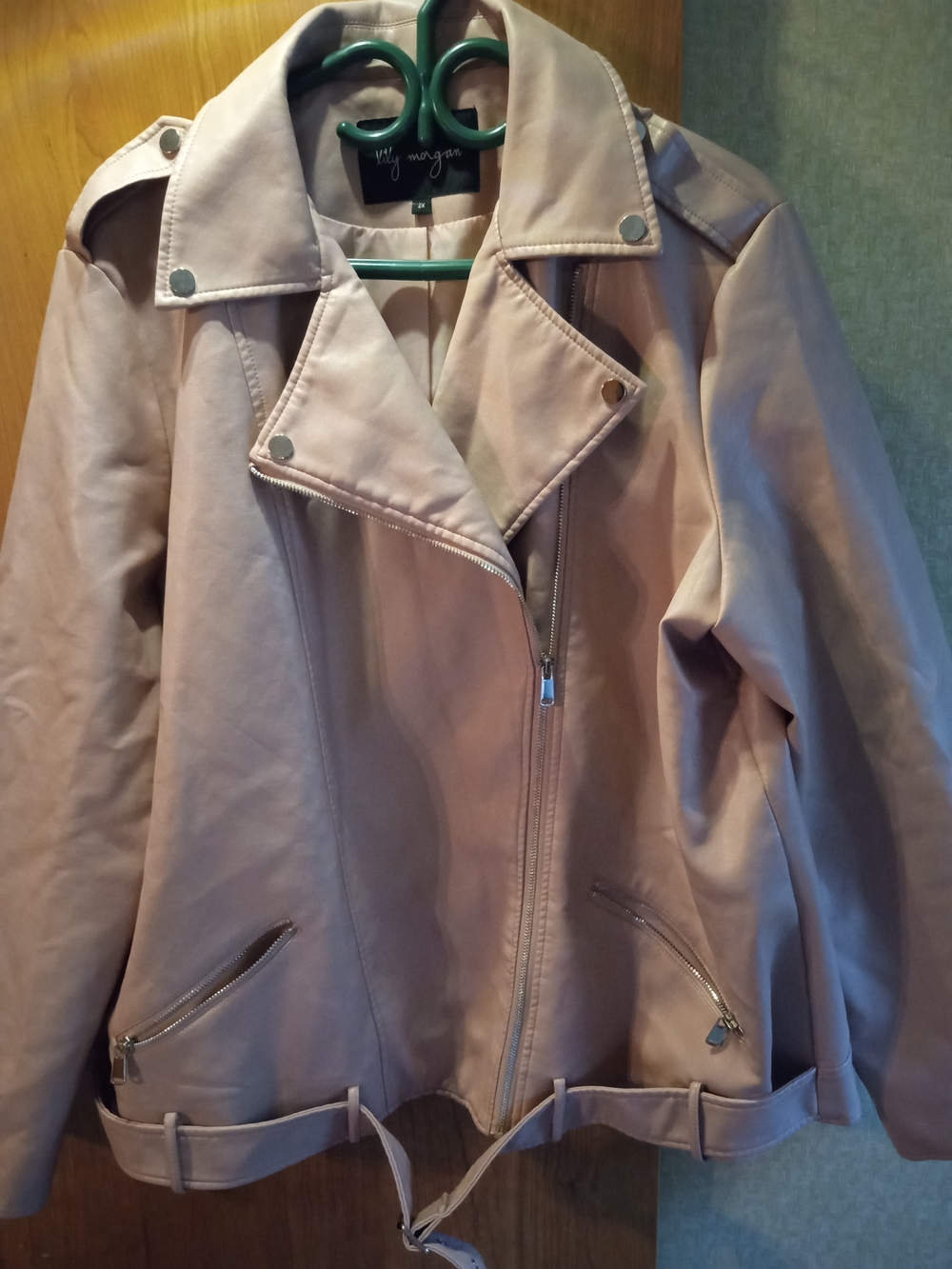 Pink Vegan Leather Moto Jacket - Women's Casual Biker Coat